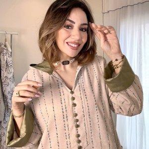 Jellaba  en Lin avec Tonseil Vert